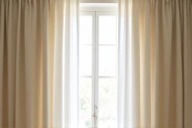 清潔になった美しいドレープカーテンと陽光