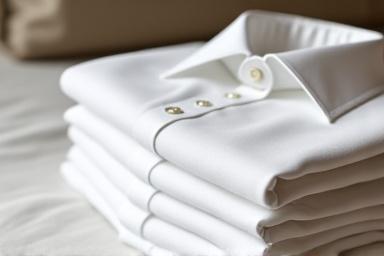 丁寧に畳まれた高級リネンとシャツ